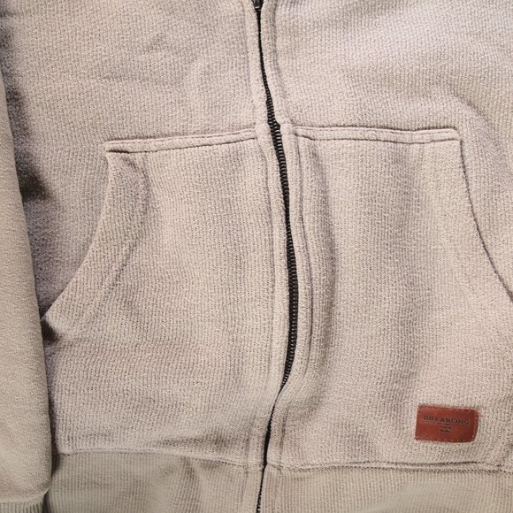 Ladies Billabong Sherpa Knit Hoodie Jacket, Size Large, Gray and Oatmeal Color - Picture 3 of 6